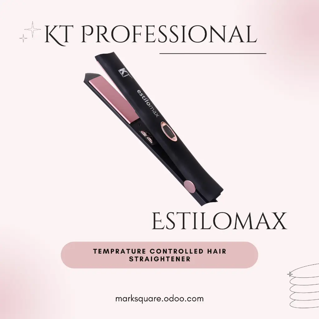 KT Professional Estilomax Hair Straightener with Temperature Control, Fast 30-Second Heat Up, Black